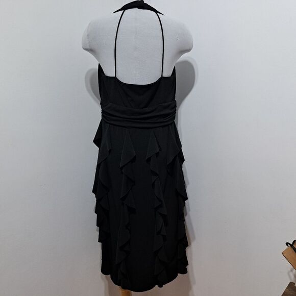 Vintage Betsy & Adam 90's Y2K Halter Neck Ruffle Goth Knee Length Dress S 14W - Picture 11 of 17